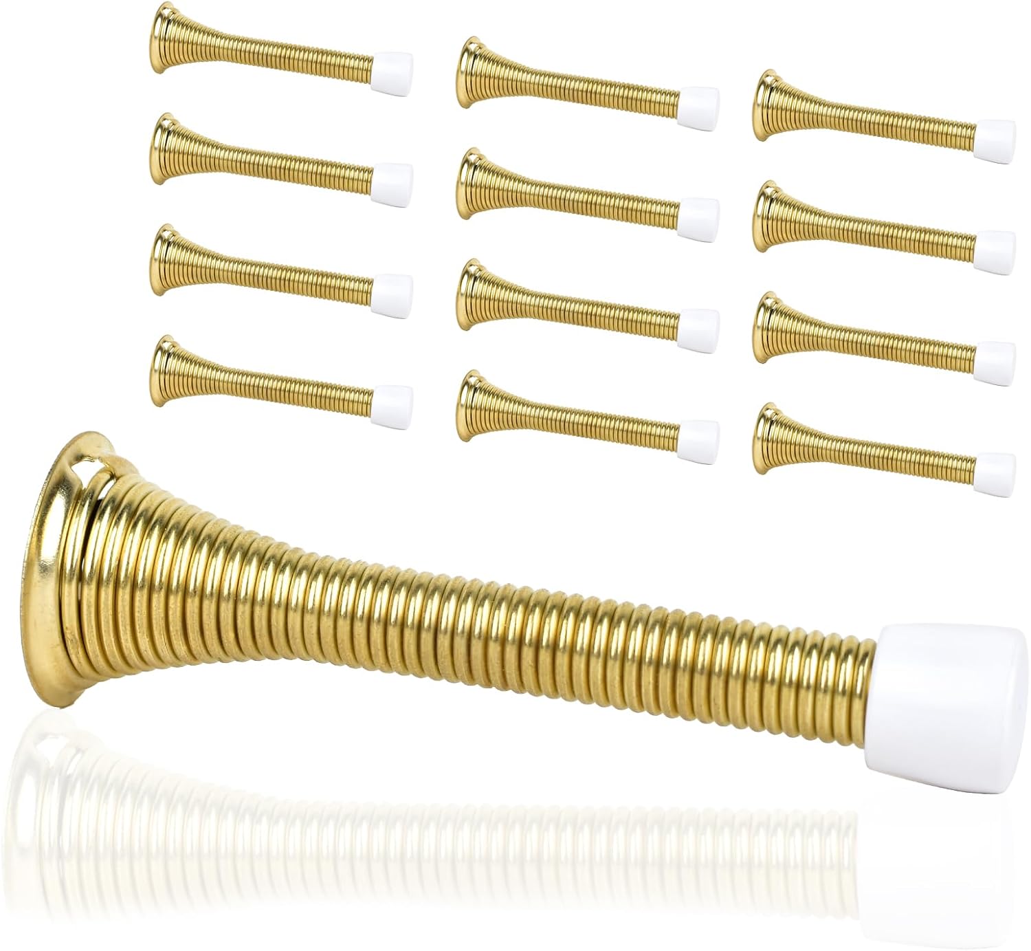 Spring Door Stoppers, 12 Pack Door Stops Wall Protector, Doorstops for Inside Door with 6 Rubber Bumper (Gold) V1258-DP02-B-1336