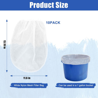 Paint Strainer Bag, 1 Gallon Paint Filter Strainer with Elastic Drawstring, Nylon Mesh Filter White Fine Mesh V1258-DP02-B-1338