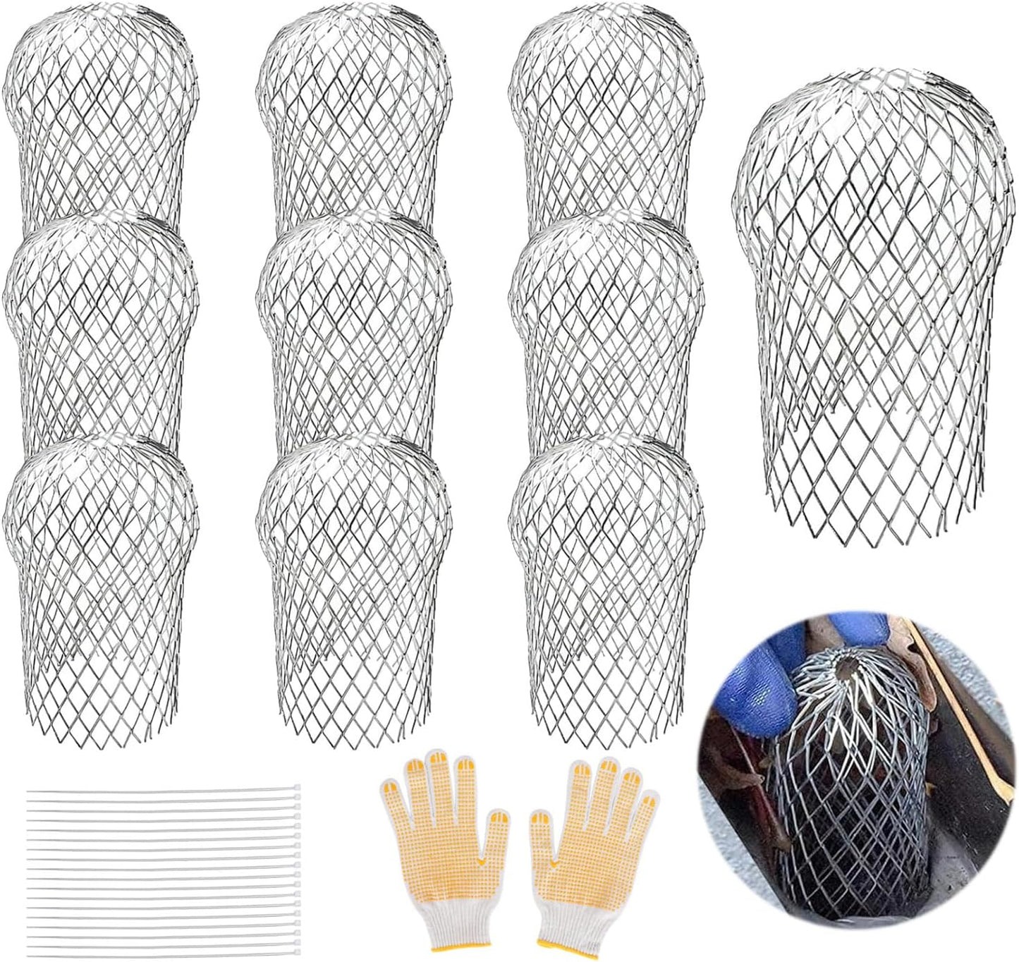 10Pcs Gutter Downspout Guards 3.5 Inch Aluminum Leaf Filter Strainer Expandable Gutter Downspout Protector V1258-DP02-B-1339