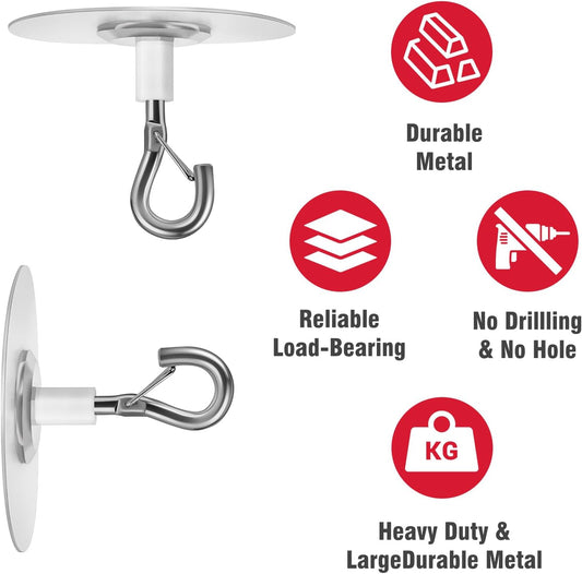 12 Pcs No Hole Adhesive Ceiling Hooks No Drill Ceiling Hanging Hook for Hanging Light Plants Lanterns Wind V1258-DP02-B-1340