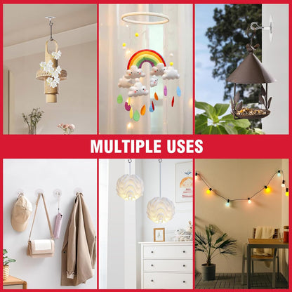 12 Pcs No Hole Adhesive Ceiling Hooks No Drill Ceiling Hanging Hook for Hanging Light Plants Lanterns Wind V1258-DP02-B-1340
