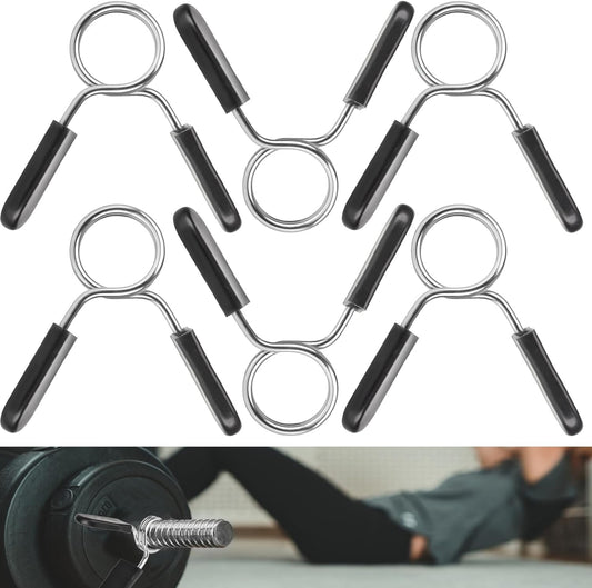 Spring Clip Collars 1 Inch Olympic Barbell Clamps Dumbbell Clips Weight Bar Clips for Weightlifting, V1258-DP02-B-1342