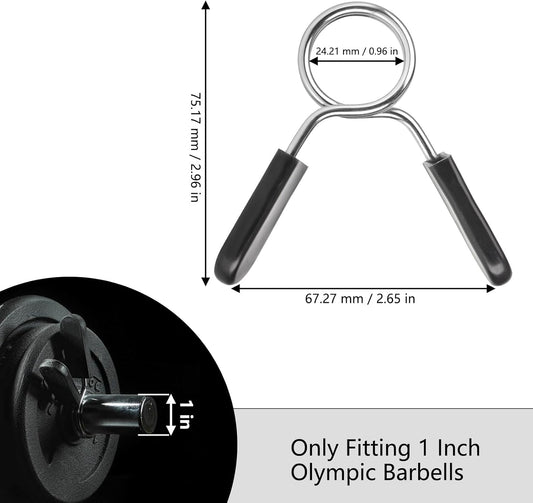 Spring Clip Collars 1 Inch Olympic Barbell Clamps Dumbbell Clips Weight Bar Clips for Weightlifting, V1258-DP02-B-1342