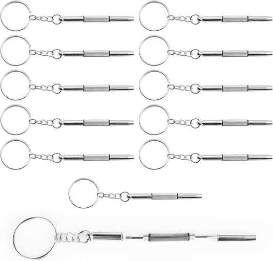 12 Pcs Keychain Eyeglass Screwdriver 3 in 1 Screwdriver Key Steel Eyeglass Screwdriver Eyeglass Screwdriver V1258-DP02-B-1343