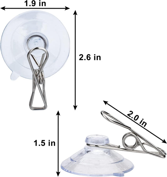24Pcs Suction Cup Clips for Windows 2" Suction Clips Clear Suction Cup Clamp Holder Suction Cup with Spring V1258-DP02-B-1344