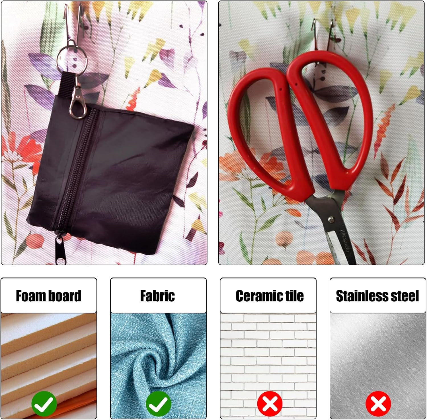 60Pcs Fabric Panel Wall Hooks Panel Wall Wire Hooks Cubicle Hooks for Fabric Walls at Office, Kitchen, Home V1258-DP02-B-1347