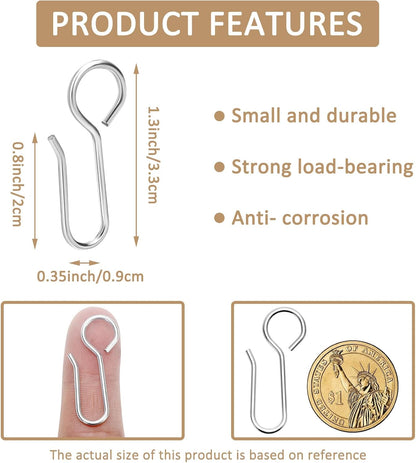 S-Shaped Small Metal Curtain Hooks - 60 Pcs Drapery Hooks for Ceiling Track V1258-DP02-B-1349
