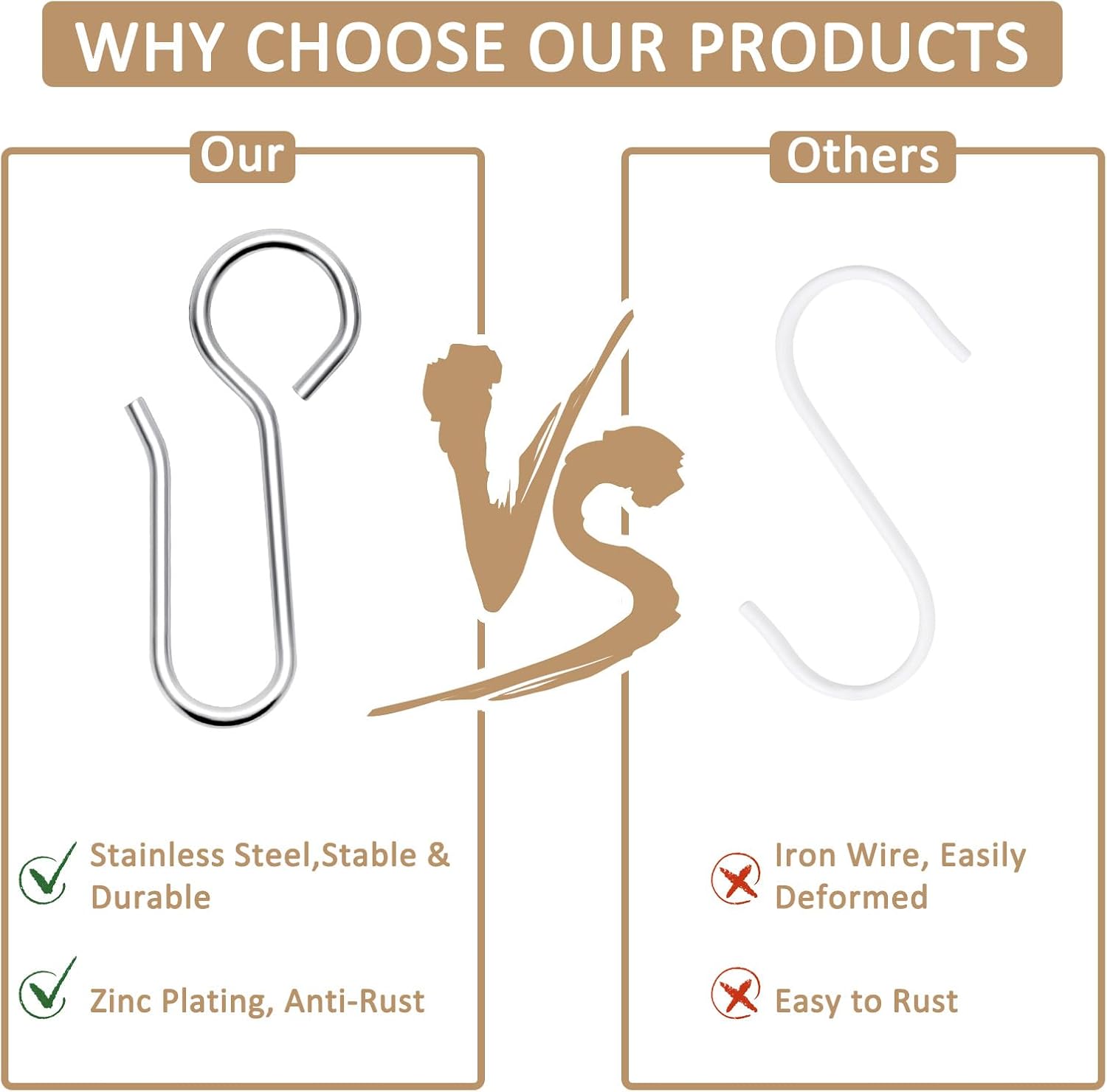 S-Shaped Small Metal Curtain Hooks - 60 Pcs Drapery Hooks for Ceiling Track V1258-DP02-B-1349