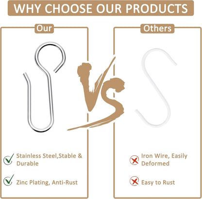 S-Shaped Small Metal Curtain Hooks - 60 Pcs Drapery Hooks for Ceiling Track V1258-DP02-B-1349