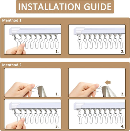 S-Shaped Small Metal Curtain Hooks - 60 Pcs Drapery Hooks for Ceiling Track V1258-DP02-B-1349
