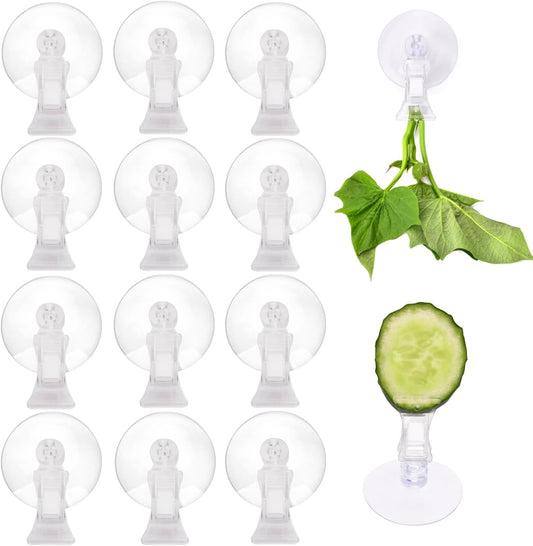 12Pcs Veggie Clips Aquarium Seaweed Clips Fish Food Holder Wide Mouth Clips Plants Suction Cups Algae Clips V1258-DP02-B-1351
