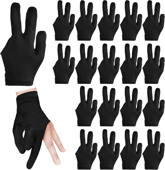 3 Fingers Pool Gloves 20Pcs Billiard Glove Universal Cue Sports Gloves Pool Left Right Hand Gloves Breathable V1258-DP02-B-1353