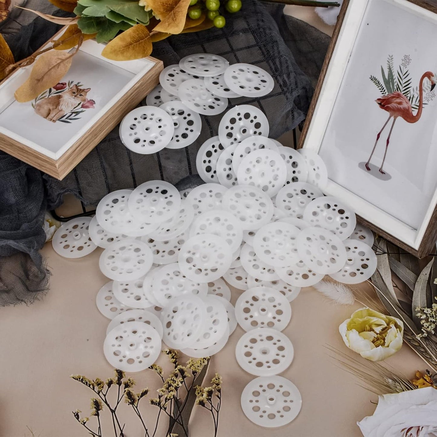 45mm Polypropylene Washers - 100 Pcs Load Spreading Foam Board Washers V1258-DP02-B-1355