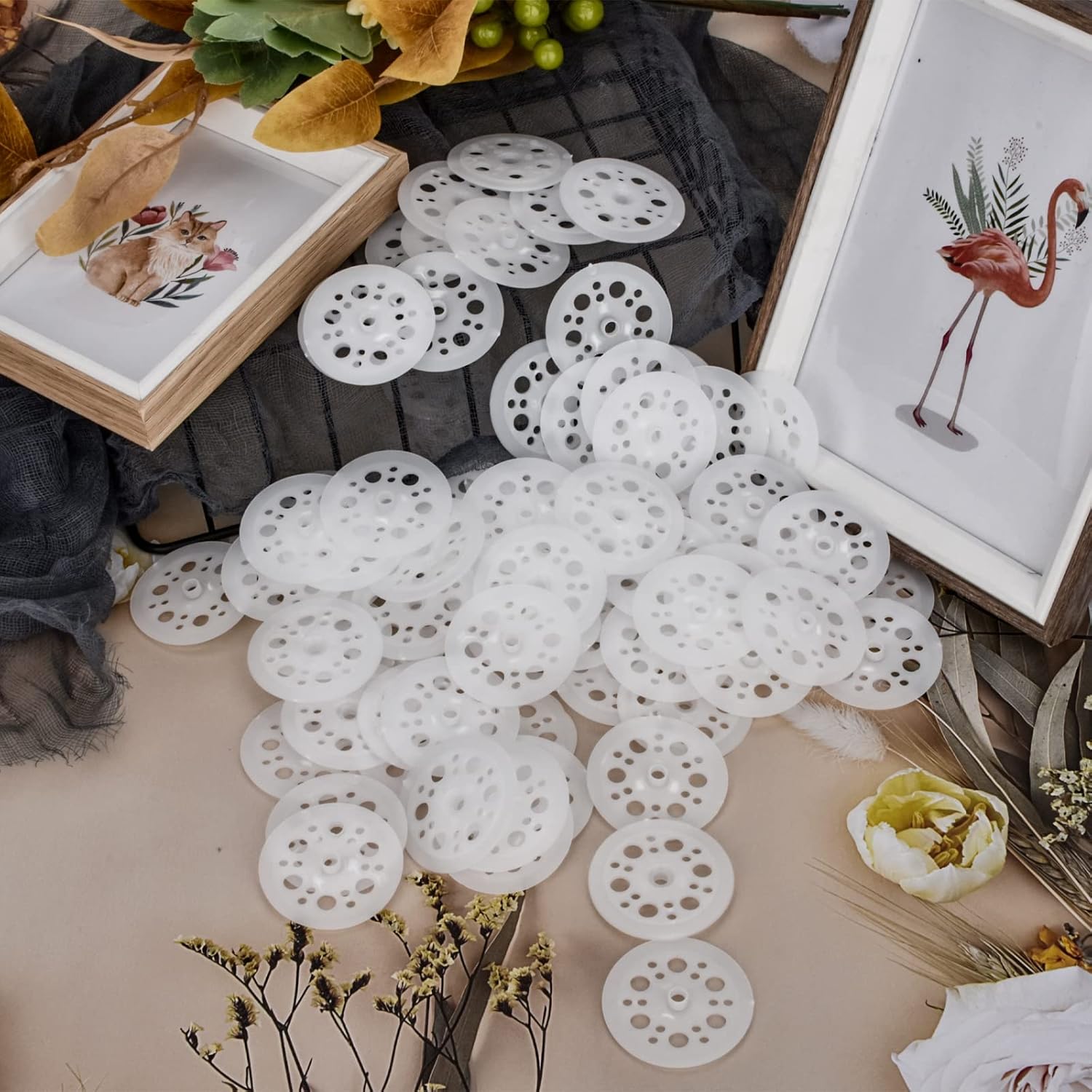 45mm Polypropylene Washers - 100 Pcs Load Spreading Foam Board Washers V1258-DP02-B-1355