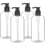 Empty Plastic Pump Bottles Dispenser 4 Pack 16oz/500ml Portable Clear BPA-Free Cylinder Shampoo Loti Hand V1258-DP02-B-1356