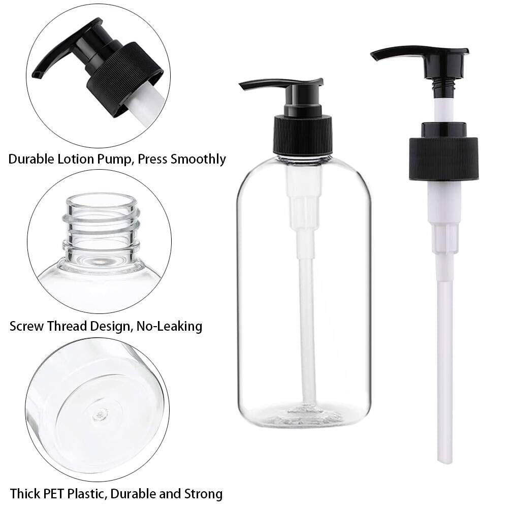 Empty Plastic Pump Bottles Dispenser 4 Pack 16oz/500ml Portable Clear BPA-Free Cylinder Shampoo Loti Hand V1258-DP02-B-1356