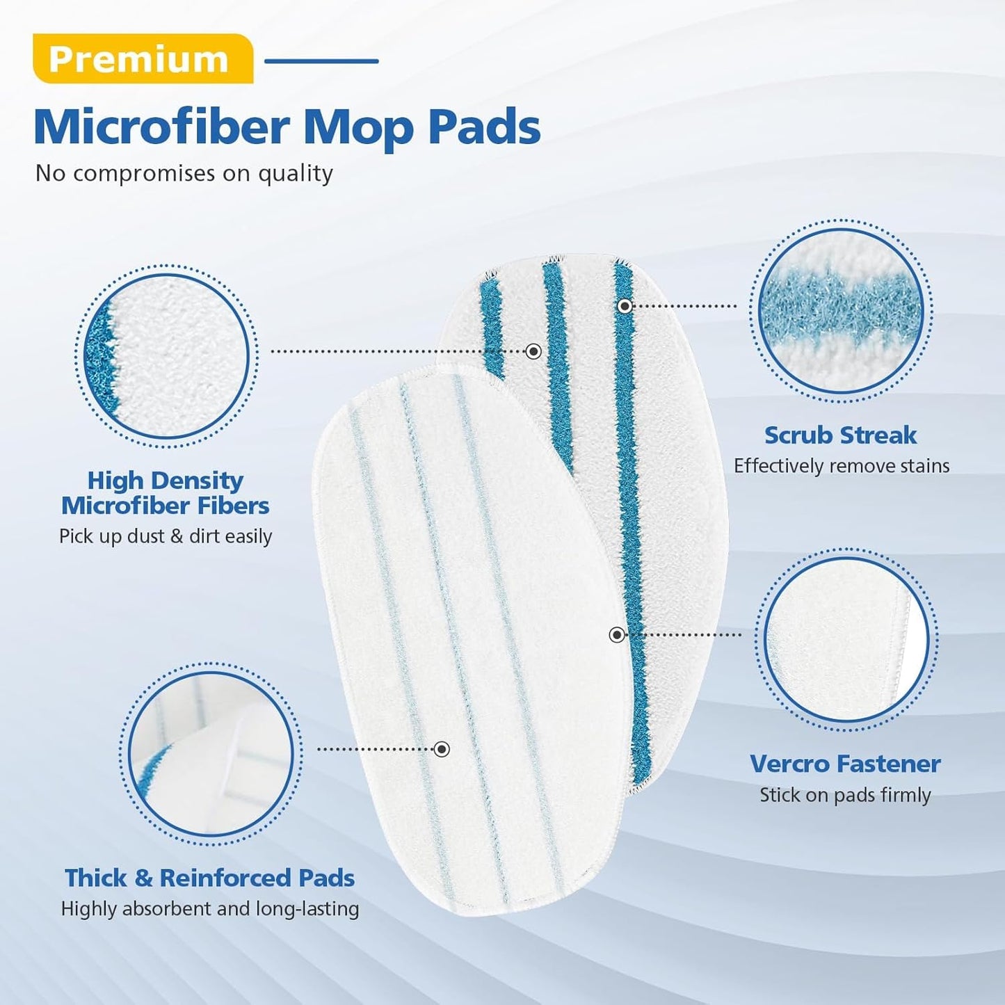 6 Pack Replacement Steam Mop Pads Compatible for PurSteam ThermaPro 10-in-1 V1258-DP02-B-1358