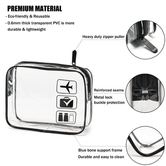 MODENGKGJIAN TSA Approved Toiletry Bag, 3 Pcs Clear Toiletries Bags Quart Size Travel Makeup Cosmetic Bag for V1258-DP02-B-1362