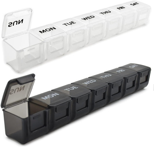 7 Pack TSA Approved Travel Luggage Tag and 2 Pack Weekly Pill Organizer V1258-DP02-B-1365