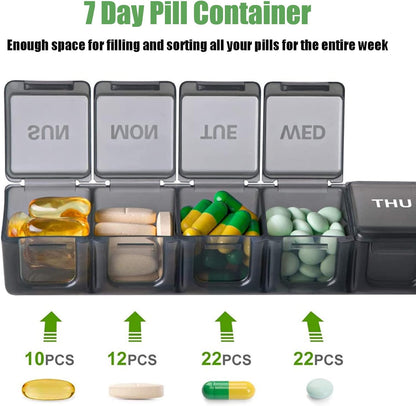 7 Pack TSA Approved Travel Luggage Tag and 2 Pack Weekly Pill Organizer V1258-DP02-B-1365