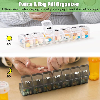 7 Pack TSA Approved Travel Luggage Tag and 2 Pack Weekly Pill Organizer V1258-DP02-B-1365
