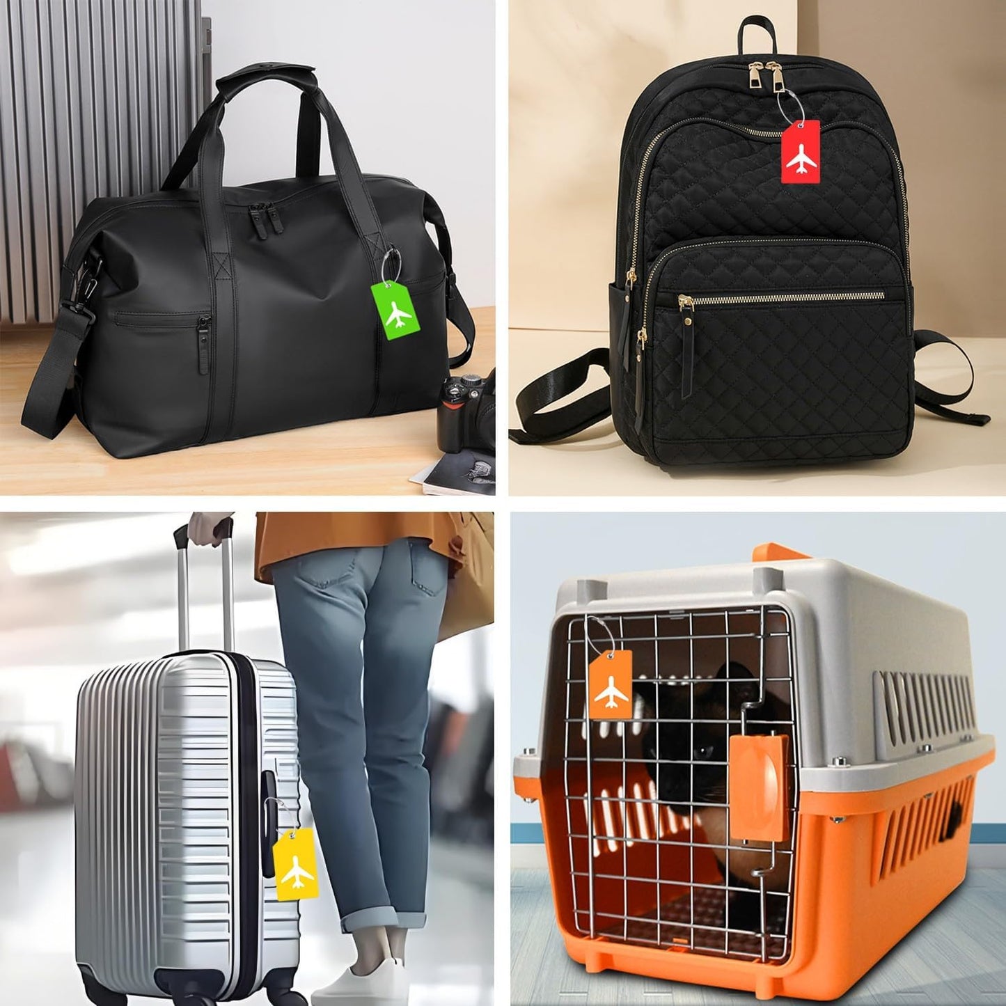 Mini Jewelry Travel Case and 7 Pack Silice Luggage Tag Travel Suitcase Tags with Name ID Card V1258-DP02-B-1366