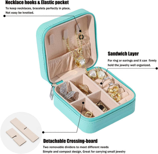 MODENGKGJIAN Mini Jewelry Travel Case, TSA Approved Luggage Tag, Perfect size to fit in your carry- luggage V1258-DP02-B-1367