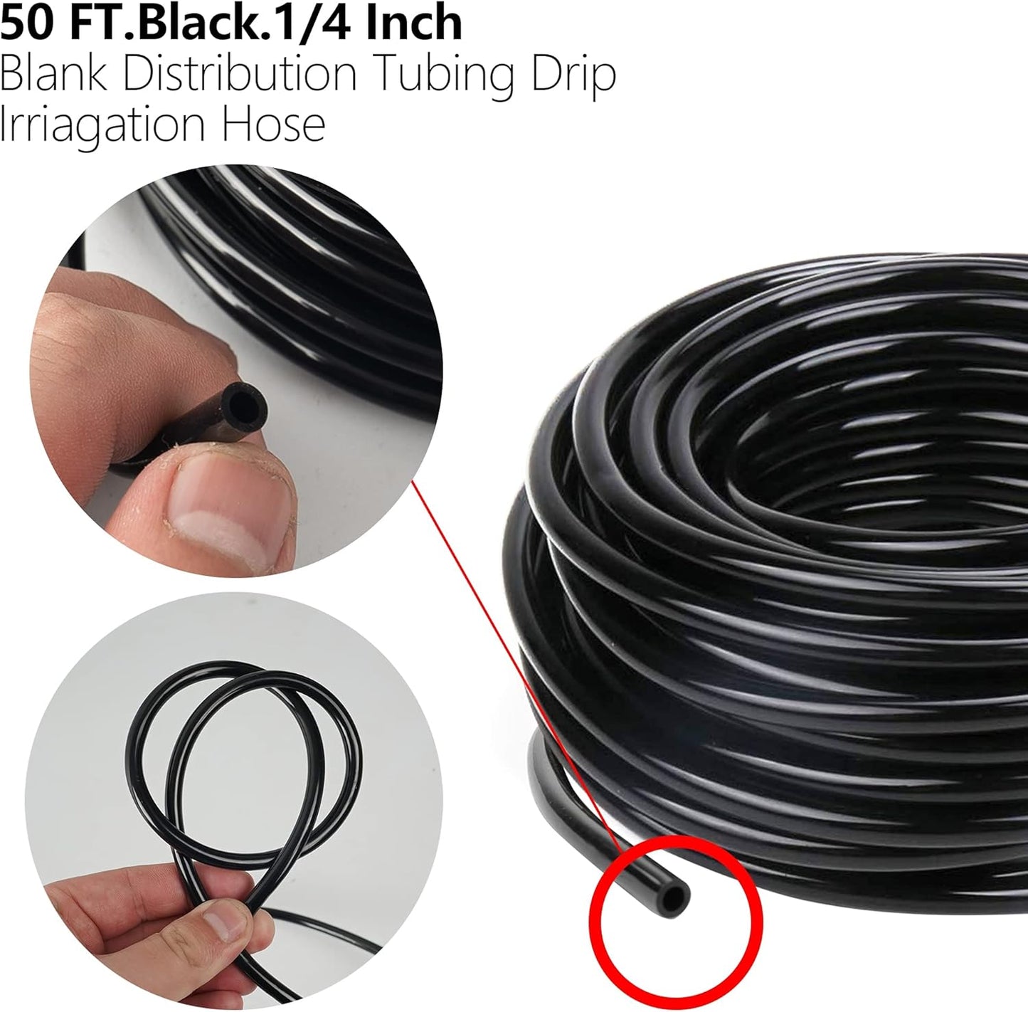 50 Feet Blank Distribution Tubing Irrigation Drip Hose, 1/4 Inch Drip Line V1258-DP02-B-137