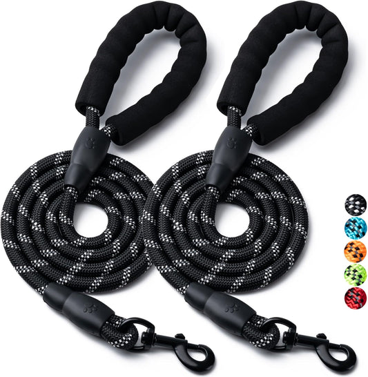 2 Pack Dog Leash, 4/5//6 FT Heavy Duty Nyl Rope Pet Leashes with Comfortable Padded Handle, Reflective Dog V1258-DP02-B-1370