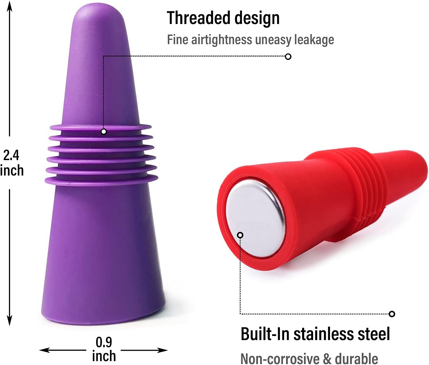 Wine Stoppers Beverage Bottle Sealer Soft Silice Wine Bottle Stoppers Corks with Grip Top for Keeping Wine V1258-DP02-B-1371