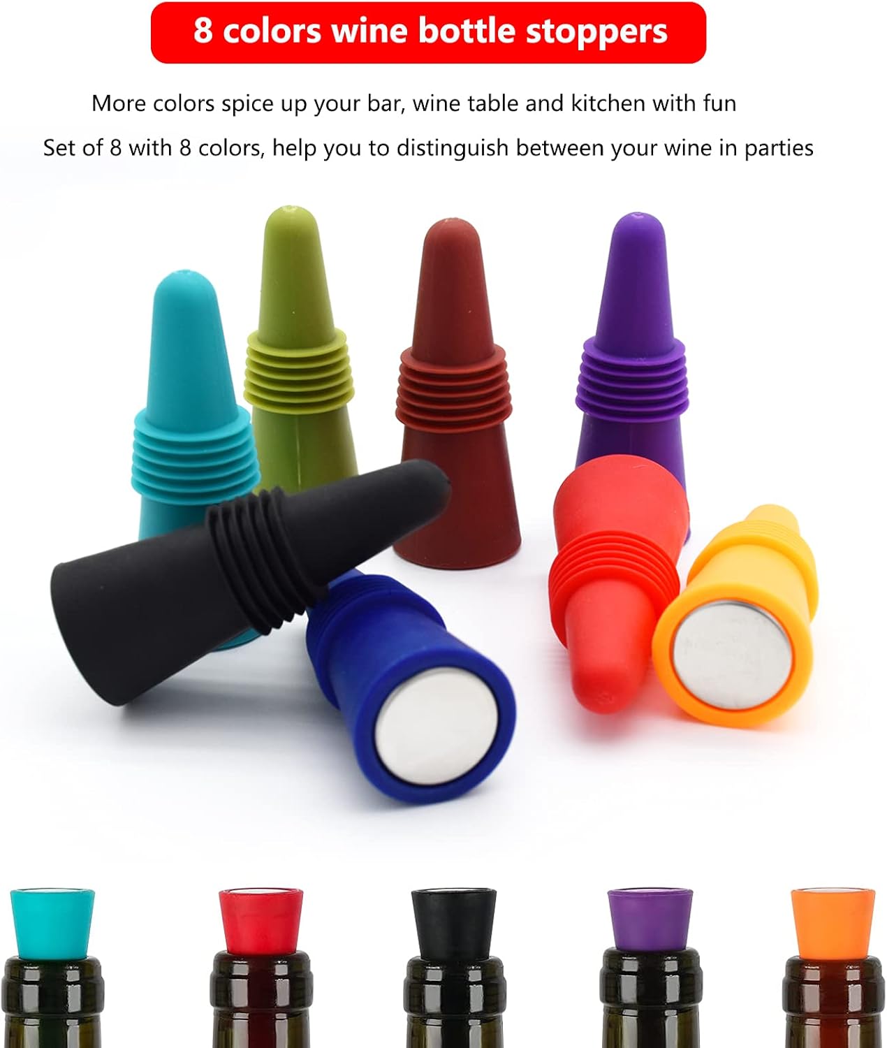 Wine Stoppers Beverage Bottle Sealer Soft Silice Wine Bottle Stoppers Corks with Grip Top for Keeping Wine V1258-DP02-B-1371