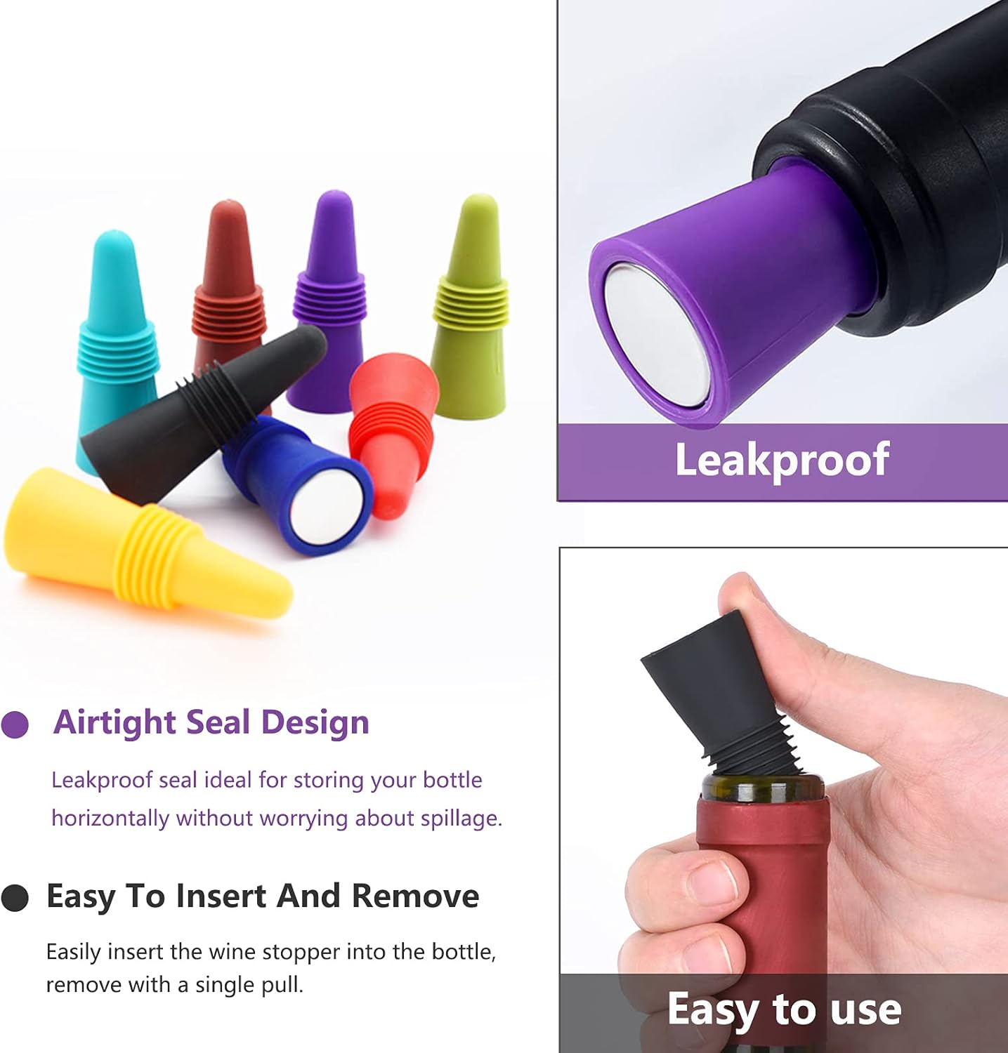 Wine Stoppers Beverage Bottle Sealer Soft Silice Wine Bottle Stoppers Corks with Grip Top for Keeping Wine V1258-DP02-B-1371