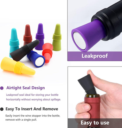 Wine Stoppers Beverage Bottle Sealer Soft Silice Wine Bottle Stoppers Corks with Grip Top for Keeping Wine V1258-DP02-B-1371