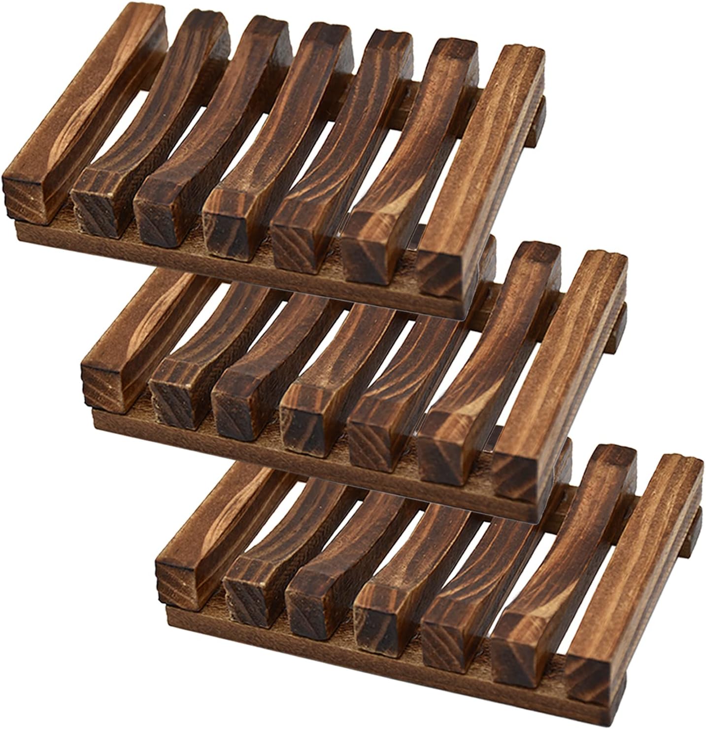 3 Pcs Natural Wooden Soap Dish Holder for Shower, Self Draining Soap Tray for Bathroom, Extend Soaps Life and V1258-DP02-B-1376