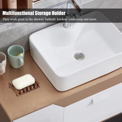 3 Pcs Natural Wooden Soap Dish Holder for Shower, Self Draining Soap Tray for Bathroom, Extend Soaps Life and V1258-DP02-B-1376