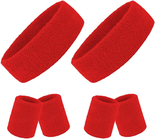 2 Sets Striped Sweatbands Set, 2 Pieces Sports Headband and 4 Pieces Wristbands, Colorful Striped American V1258-DP02-B-1383
