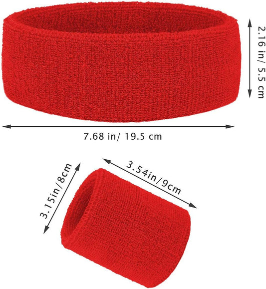 2 Sets Striped Sweatbands Set, 2 Pieces Sports Headband and 4 Pieces Wristbands, Colorful Striped American V1258-DP02-B-1383