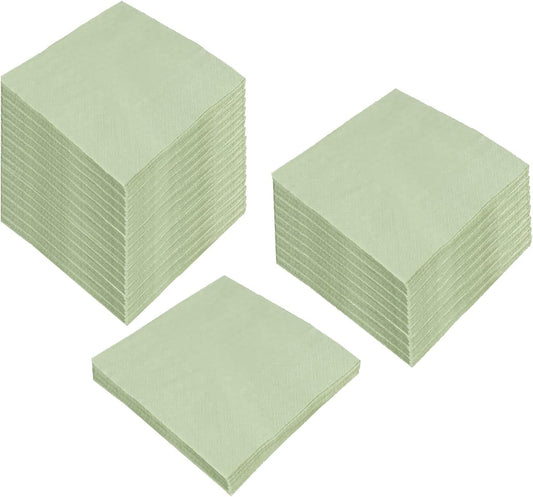 100 Pack Cocktail Napkin 2-Ply Dessert Napkins Folded 5 x 5 Inches Disposable Napkins for Dinner Wedding V1258-DP02-B-1385