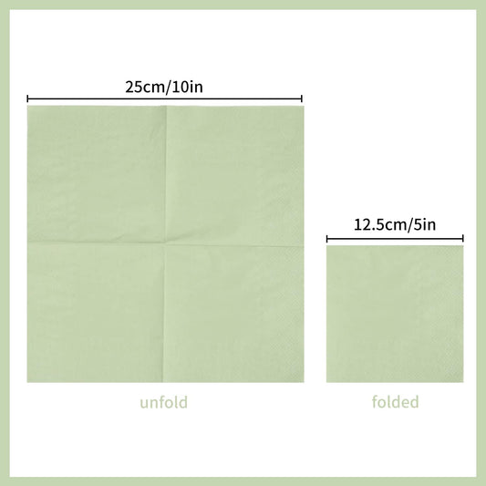 100 Pack Cocktail Napkin 2-Ply Dessert Napkins Folded 5 x 5 Inches Disposable Napkins for Dinner Wedding V1258-DP02-B-1385