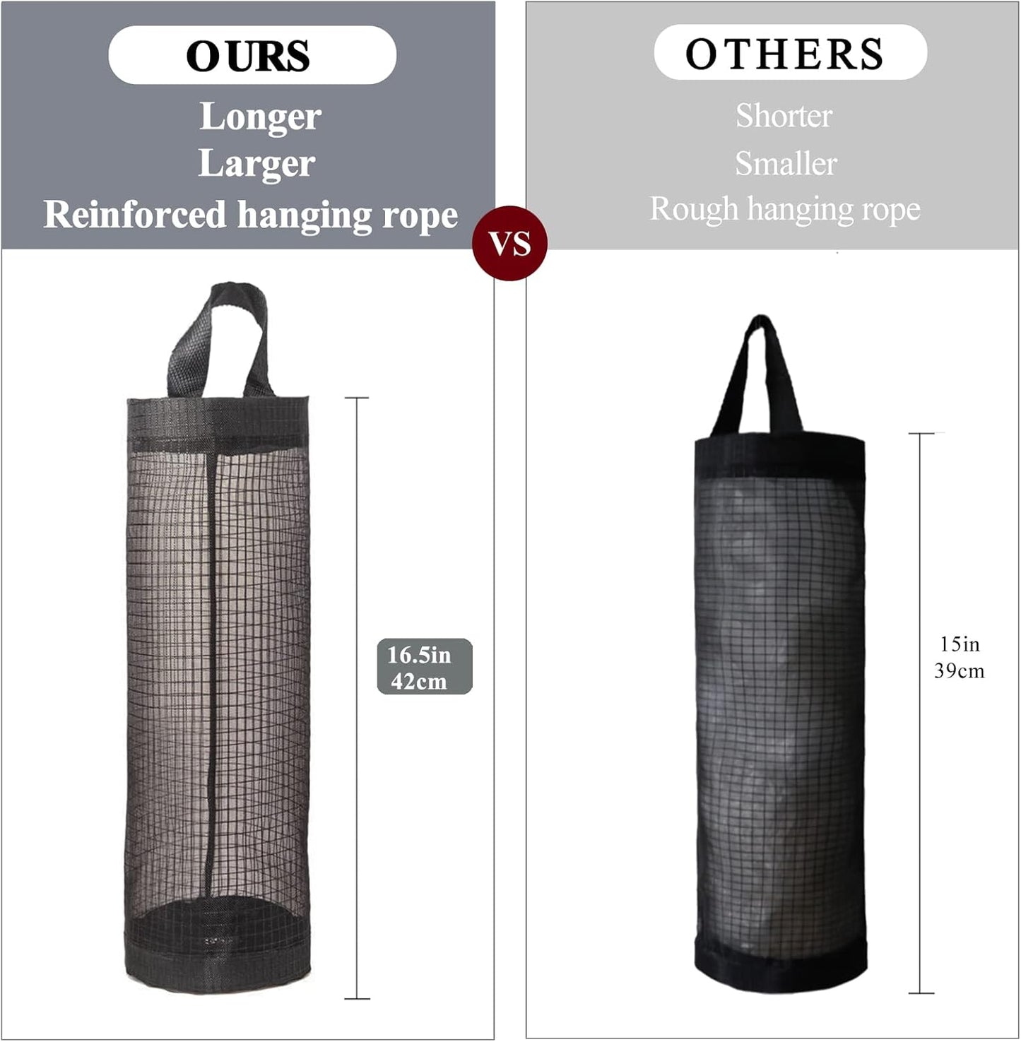 Plastic Bag Holder, Grocery Bag Holder Mesh Hanging Storage Bag Dispenser (Black 2 Packs) V1258-DP02-B-1388