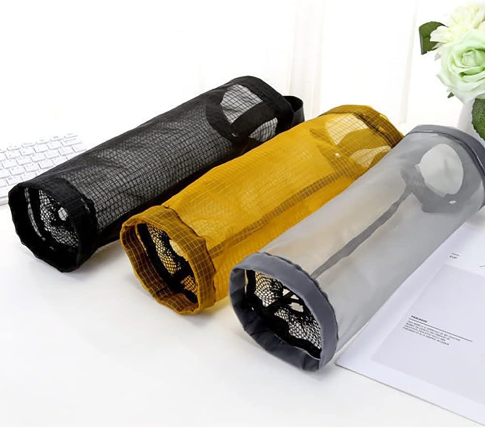 Plastic Bag Holder, Grocery Bag Holder Mesh Hanging Storage Bag Dispenser (Black 2 Packs) V1258-DP02-B-1388