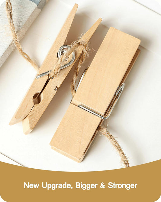 Clothes Pins, Sturdy and Heavy Duty Natural Wood Clips Wooden Clothespins for Hanging Clothes Photo Pictures V1258-DP02-B-1390