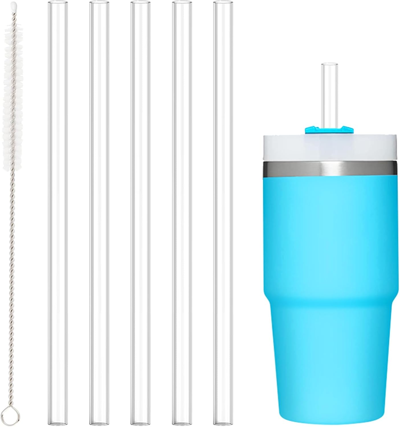 10 PCS Straw Cleaner Brush and 5Pcs Replacement Clear Straw for Stanley Cup 14oz 20oz Tumbler V1258-DP02-B-1397