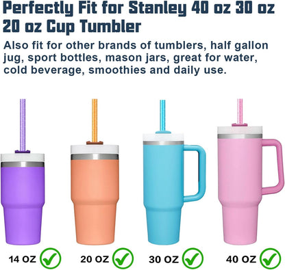 10 PCS Straw Cleaner Brush and 10 Pcs Replacement Color Straw for Stanley Cup 40 oz 30 oz 64 oz Tumbler V1258-DP02-B-1401