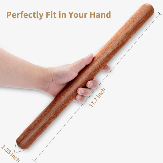 French Rolling Pin, 17.7 Inches Wood Rolling Pin for Baking Extra Lg Thickened, Classic Wooden Dough Roller V1258-DP02-B-1406