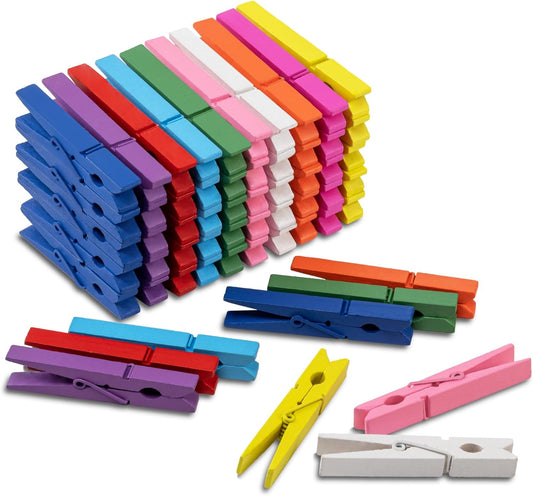 100 Pcs Colored Clothespins Wooden 2.9 Inch Rainbow Color Crafts Decorative Clips for Scrapbooking, V1258-DP02-B-1408