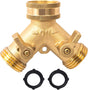 Hose Splitter, Garden Hose Splitter Heavy Duty 2 Way, Solid Brass Water Hose Y Splitter 2 Valves with 2 Extra V1258-DP02-B-141