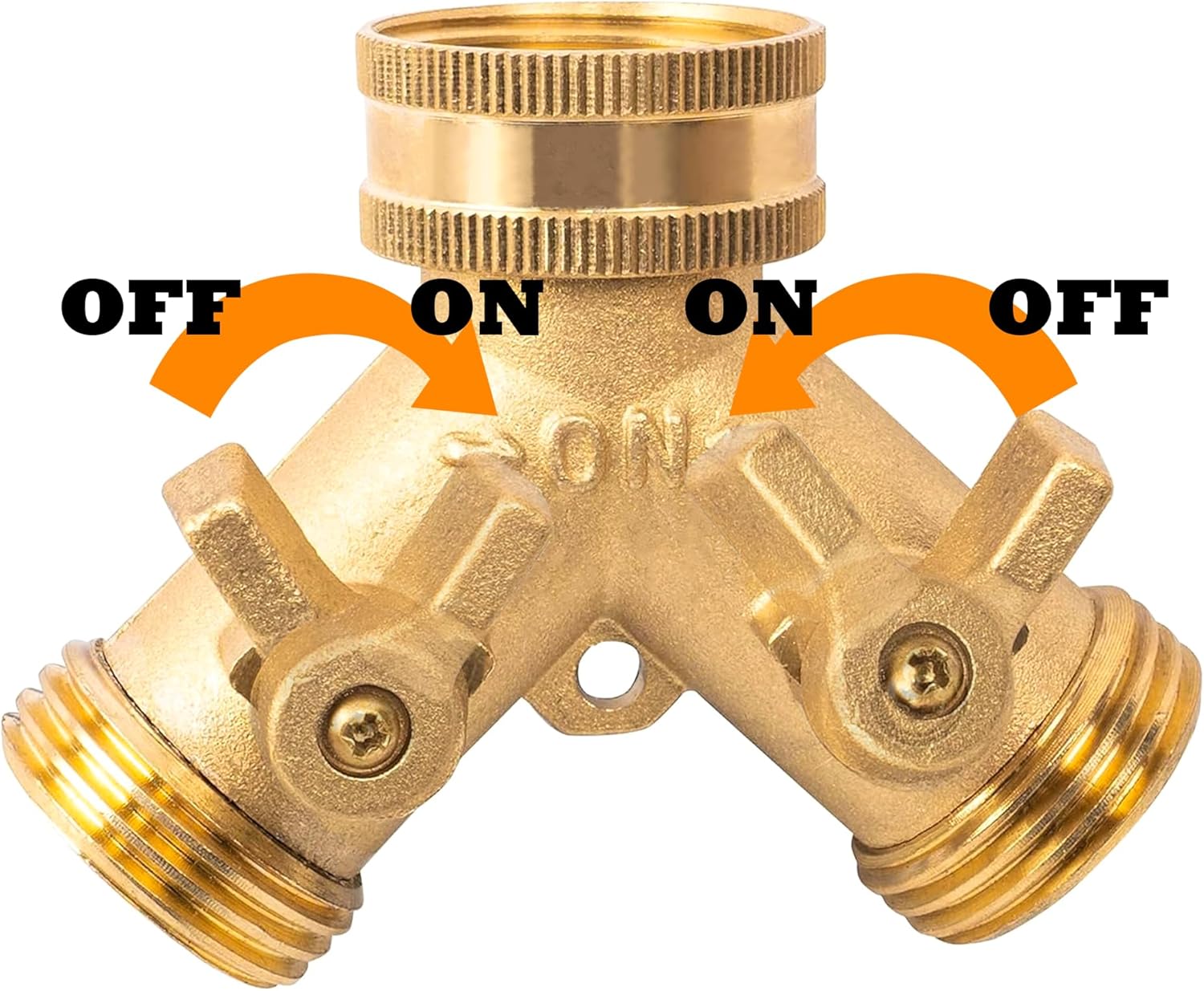 Hose Splitter, Garden Hose Splitter Heavy Duty 2 Way, Solid Brass Water Hose Y Splitter 2 Valves with 2 Extra V1258-DP02-B-141