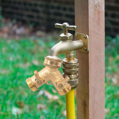 Hose Splitter, Garden Hose Splitter Heavy Duty 2 Way, Solid Brass Water Hose Y Splitter 2 Valves with 2 Extra V1258-DP02-B-141