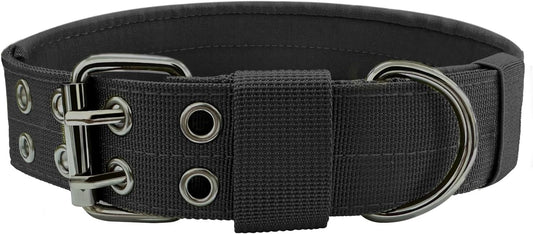 Heavy Duty Dog Collar for Large Dogs, Tactical Dog Collars with Metal Buckle & D Ring, 1.5" Width Thick V1258-DP02-B-1415